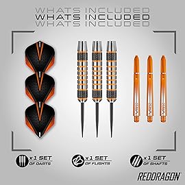 RED DRAGON Amberjack 7: 26g Tungsten Darts Set with Flights and Shafts (Stems)