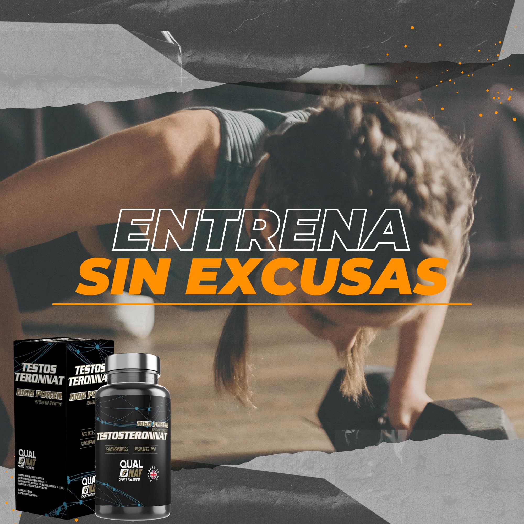 QUALNAT Testosterona Pura Maca + Zinc 240 Comprimidos para Aumentar Masa Muscular y Energía