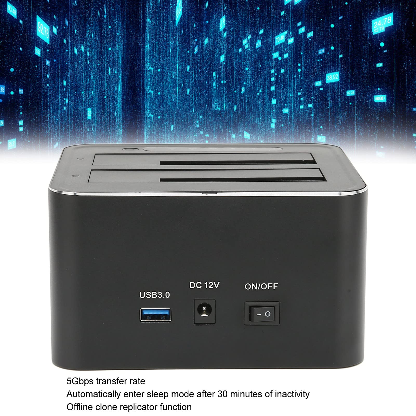 USB 3.0 do SATA Dual-Bay zewnętrzny stacja dokowania dysku twardego, obsługuje 2x 16 TB SSD, z funkcją klonu/duplikatora offline, wtyczką i odtwarzaniem dla 2.5 i 3.5 w HDD SSD SATA(EU)