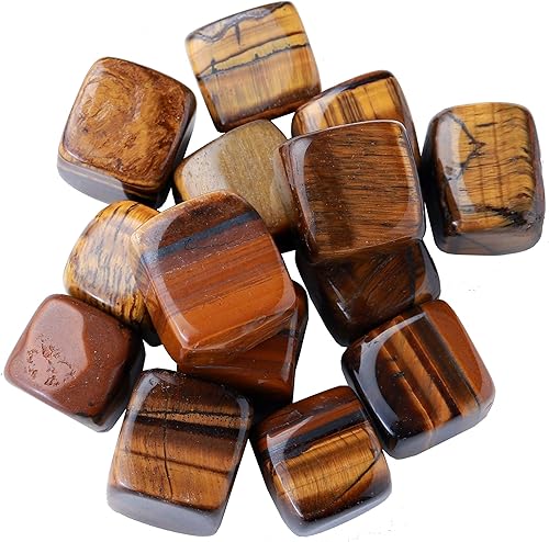 Runyangshi Piedras pulidas de cristal de ojo de tigre natural de 0.78 pulgadas, cubo pulido de cuarzo Crytsal para meditación de chakras, equilibrio