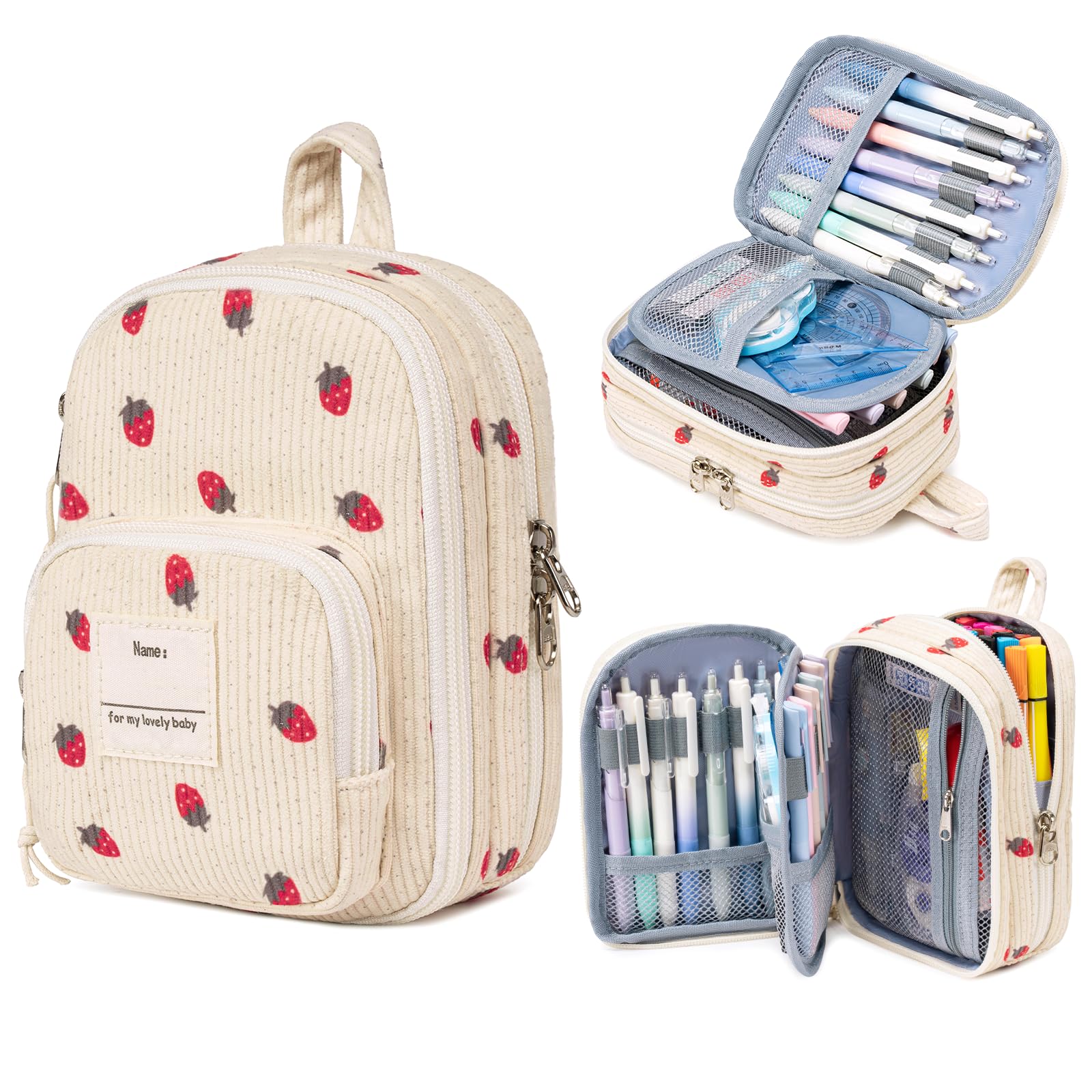 Beige Pencil Case, 2pieces Corduroy Pencil Case Organiser, Aesthetic Pencil Case For School