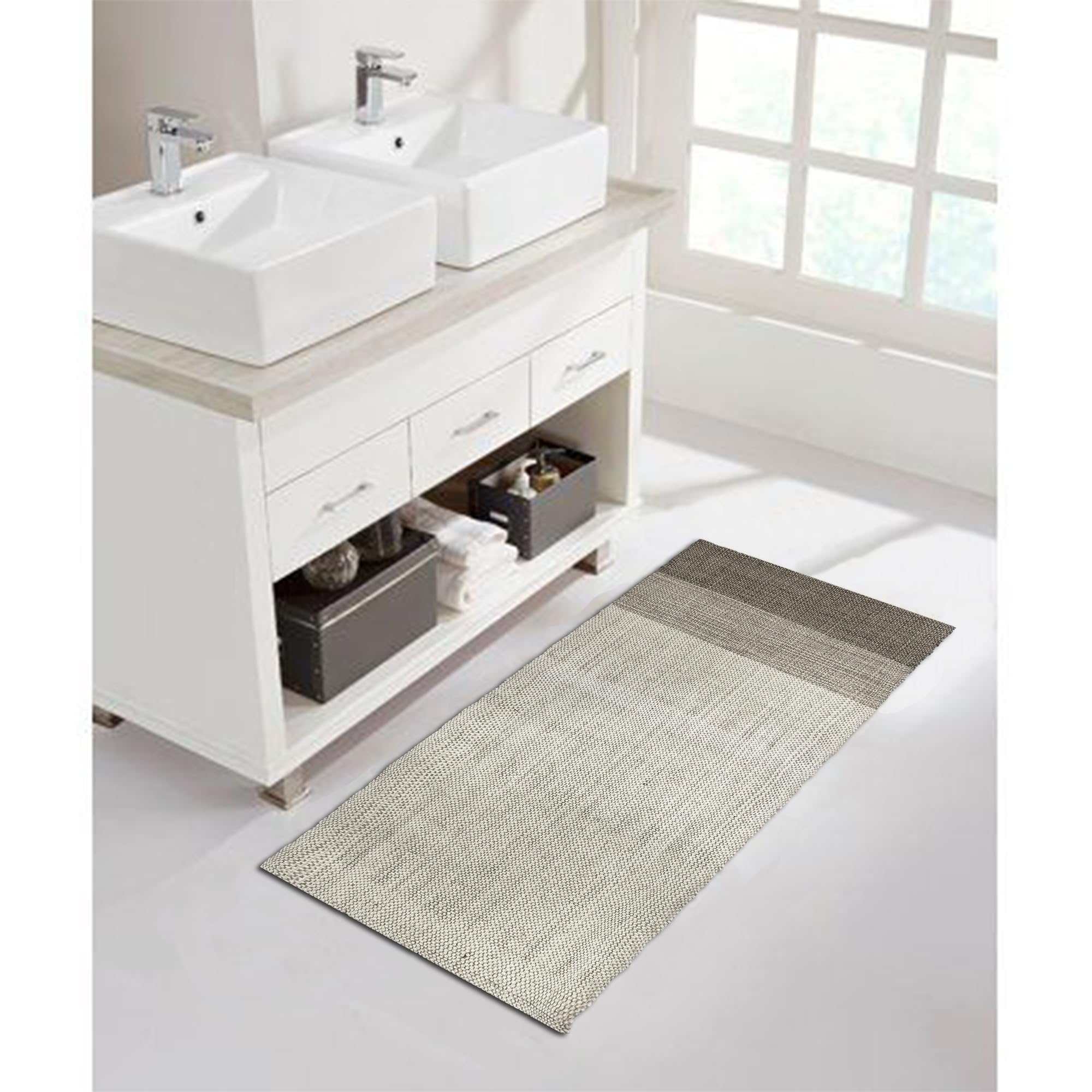 STONEMUNK Wool Carpet Runner/Rug 20x48 Inch Durrie Carpet for Bedroom, Kitchen, Hall, Offices - (Feet, G-2)