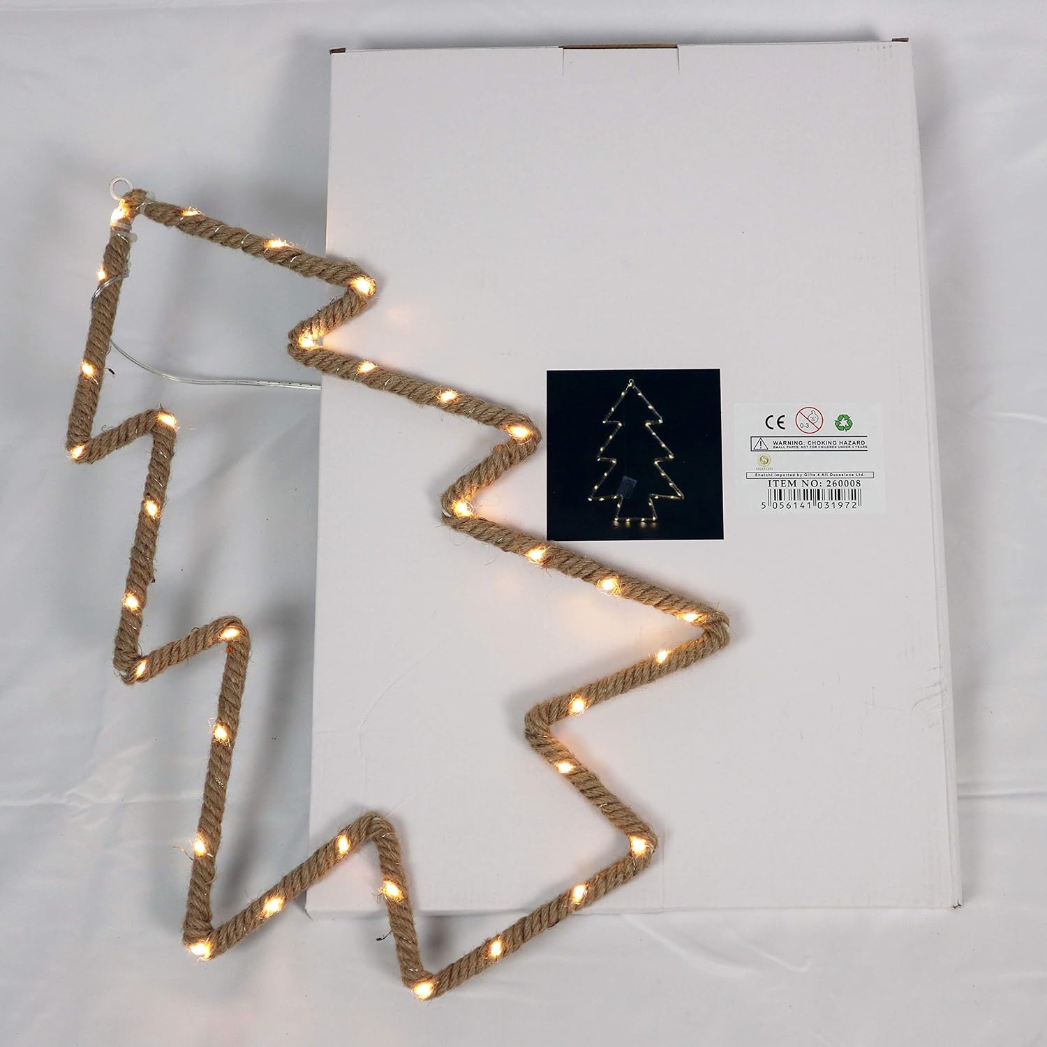 SHATCHI Christmas Decorations Silhouette Tree Battery Operated LED Lights Hemp Rope Lights Xmas Holiday Home Wall Room Hanging Décor - Image 4