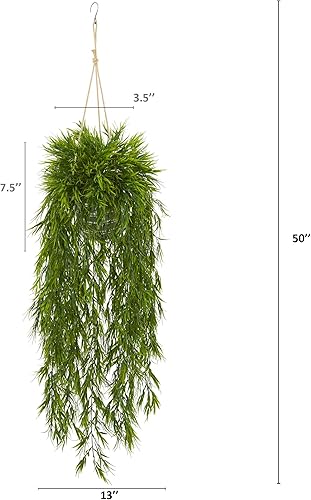 Miniatura 2 de Nearly Natural Mini planta artificial de bambú de 50 pulgadas en cubo de metal colgante