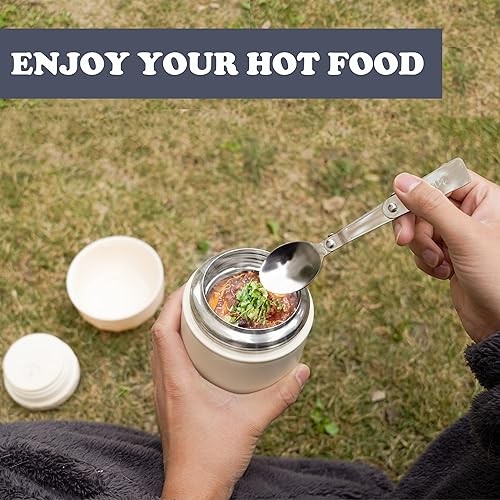 Miniatura 19 de Termo de sopa para alimentos y bebidas calientes, lonchera térmica para niños, contenedor de alimentos aislado al vacío de 17 onzas con cuchara