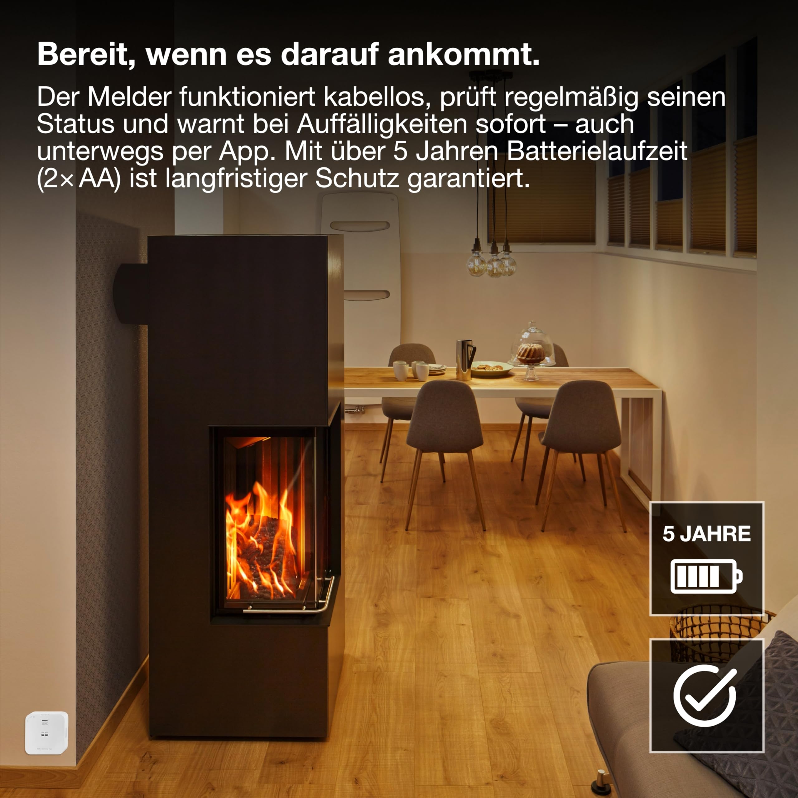 OSRAM SMART+ WiFi Kohlenmonoxidmelder in Weiß, 1er-Pack, EN 50291, IP20-Schutz, für den Innenbereich geeignet