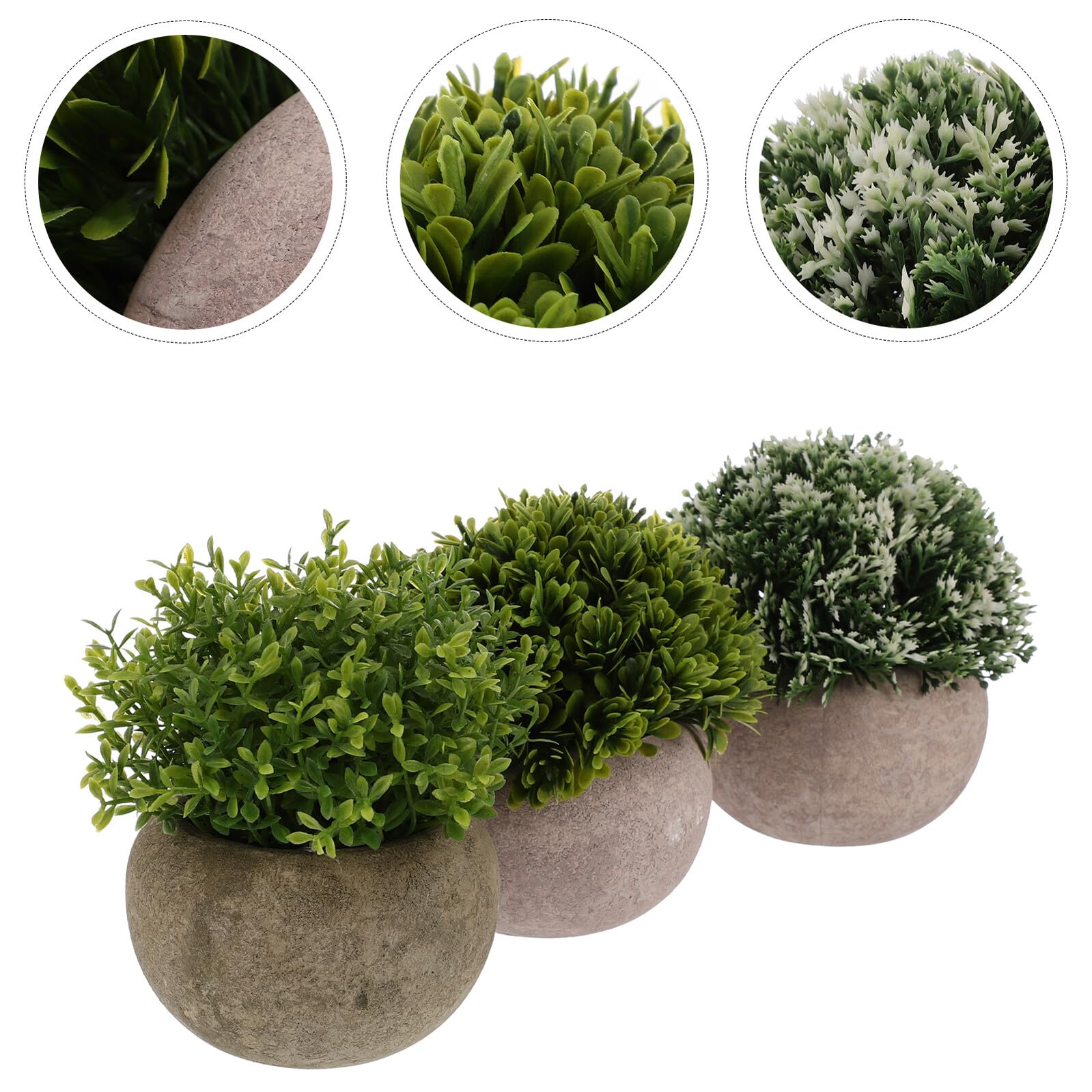 Healifty Plantas Artificiales en Maceta Verdes, 3 Piezas de Plástico