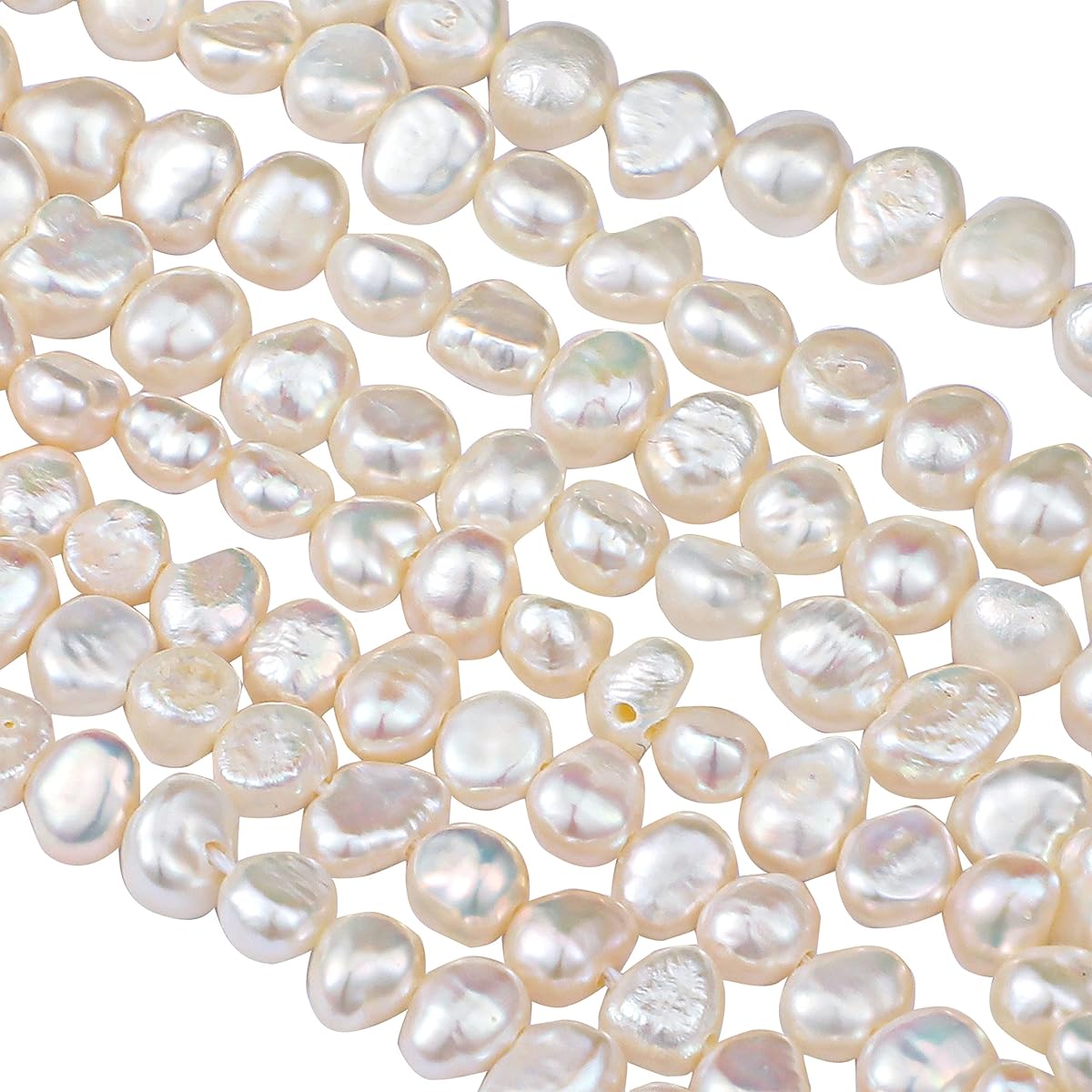 2 Strands 5-6 mm 6-7 mm Natural Freshwater Pearls Beads White Baroque Cultured Irregular Pearls Beads for Jewelry Making for Crafts Necklaces Bracelets Earrings