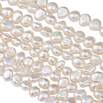 2 Strands 5-6 mm 6-7 mm Natural Freshwater Pearls Beads White Baroque Cultured Irregular Pearls Beads for Jewelry Making for Crafts Necklaces Bracelets Earrings