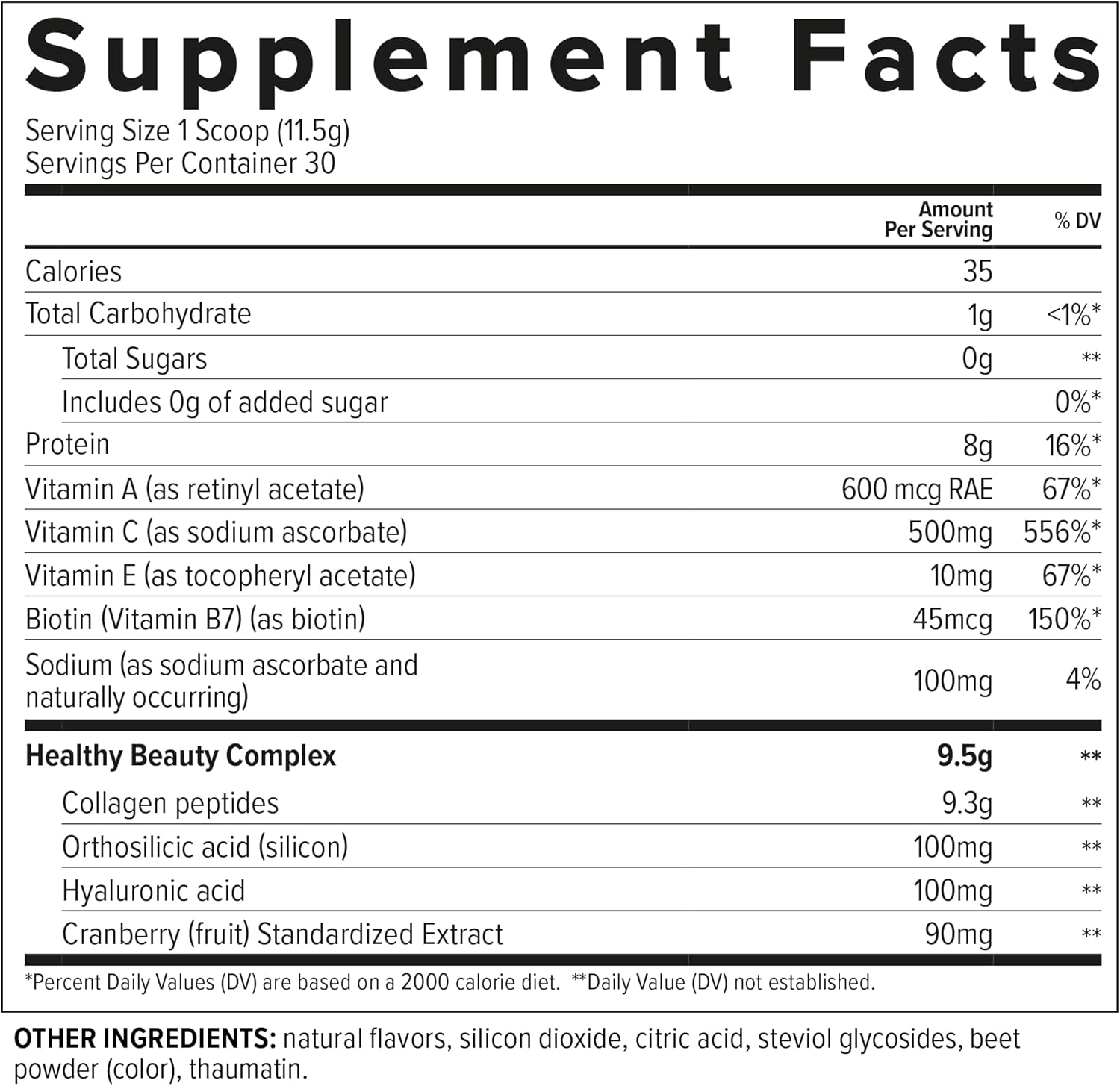 Essential Nutrition Collagen Skin - Hydrolyzed Collagen Peptides, with Hyaluronic Acid, Silicon & Biotin - Hair, Skin & Nails - Cranberry - 11.9 oz (30 Servings)