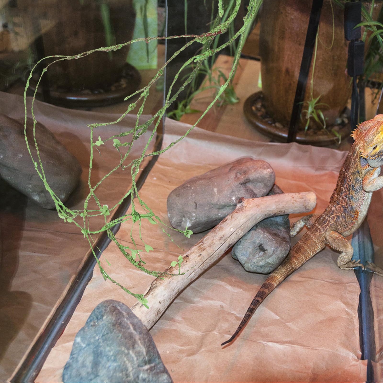 Alipis Enredadera Artificial y Realista, Flexible para Terrario de Reptiles