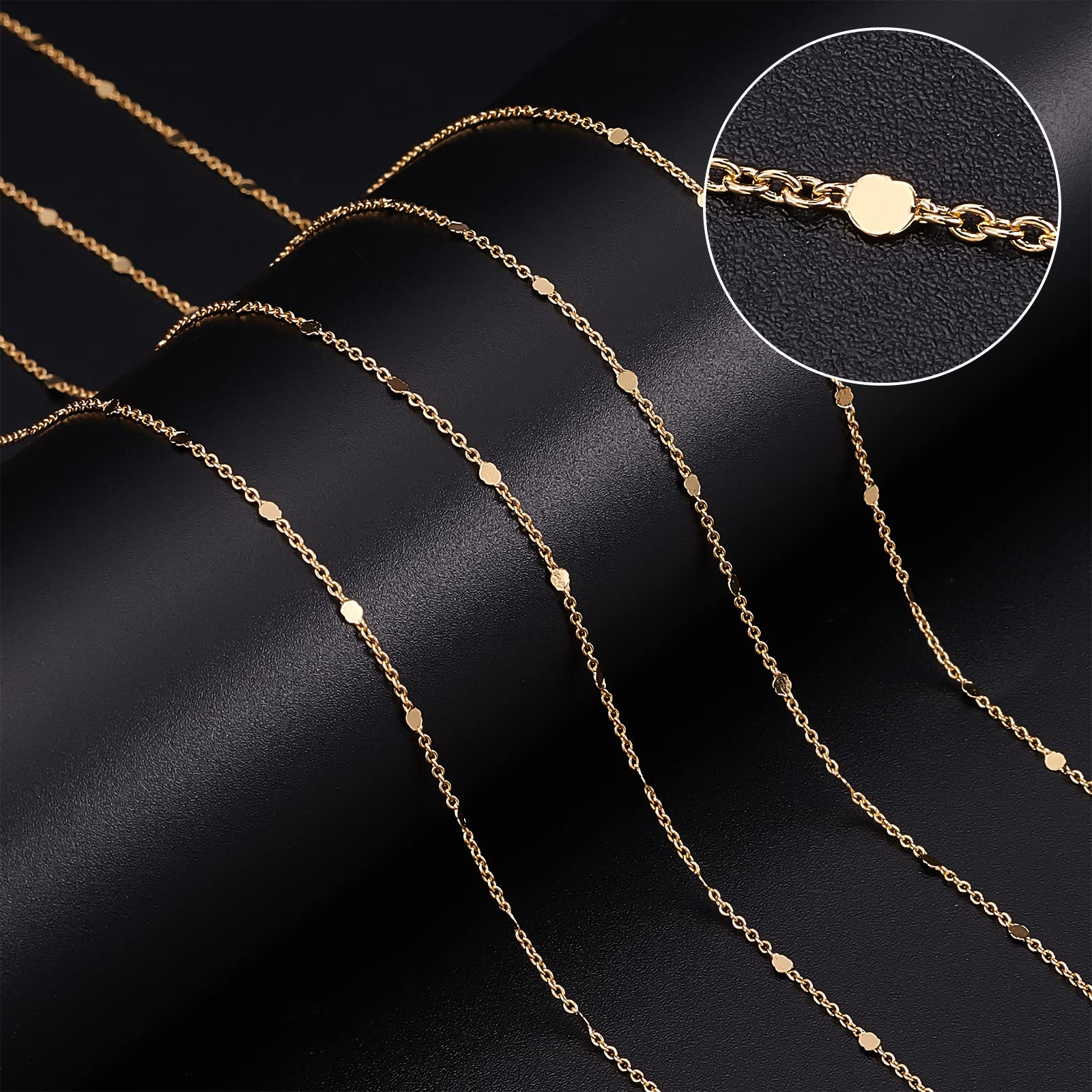 Beebeecraft 32.8 piede 18K Catene Placcate Oro per La Creazione di Gioielli Catena Cavo A Maglie Piatte Tonde con 20 chiusure A Moschettone e 50 anelli di Salto