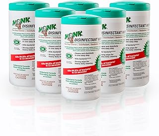 DREUMEX Monk Disinfectant Wipes, Large Lemon Breeze Fresh Scented Disinfectant Wipes , Value Pack Contains 6 Canisters of 80 Count, Perfect for Gyms, Fitness Clubs, Schools, Commercial Facilities