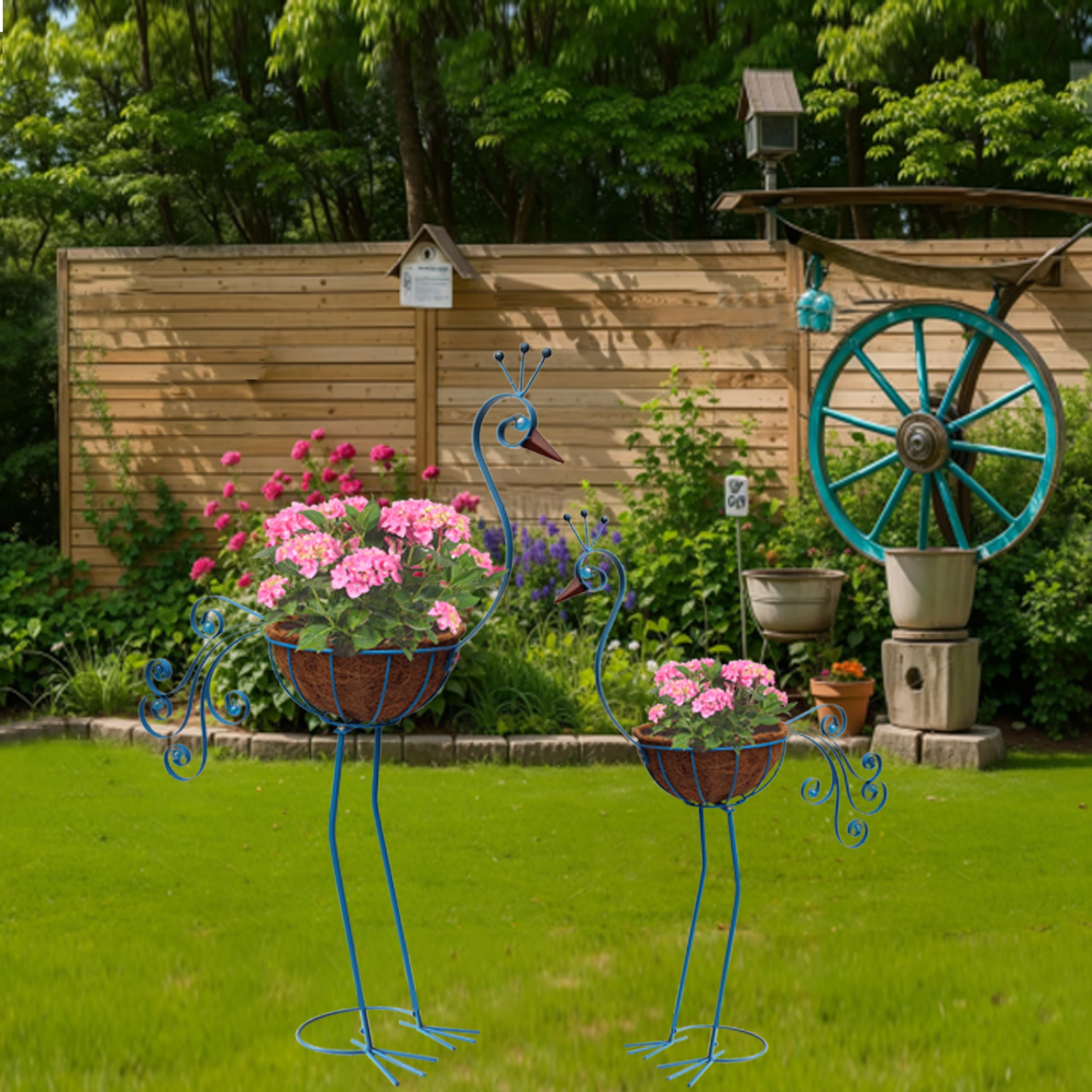 Amazon.com : COOZZYHOUR Metal Peacock Planter with Fiber Basket