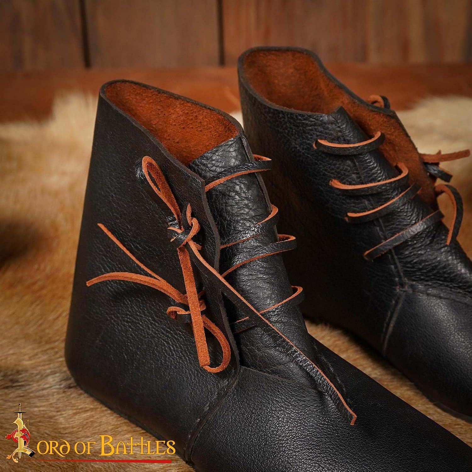 Lord of Battles Genuine Leather Ankle Medieval Boots, Viking Pirate Boots Halloween Shoes Renaissance