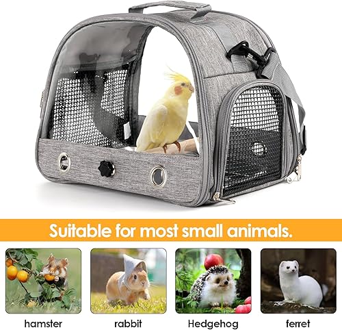Miniatura 2 de Transportador de viaje para pájaros con perca, mochila para periquitos con placa de acero inoxidable, bolsa portátil para mascotas para accesorios