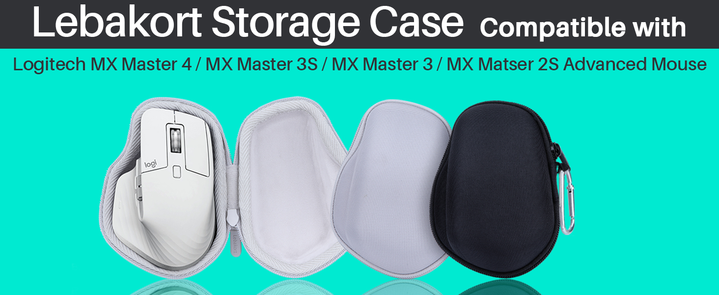 Custodia Rigida Da Viaggio Per Logitech MX Master 4/3S/3/2S | Lebakort Con Moschettone E Vano USB | Bianco
