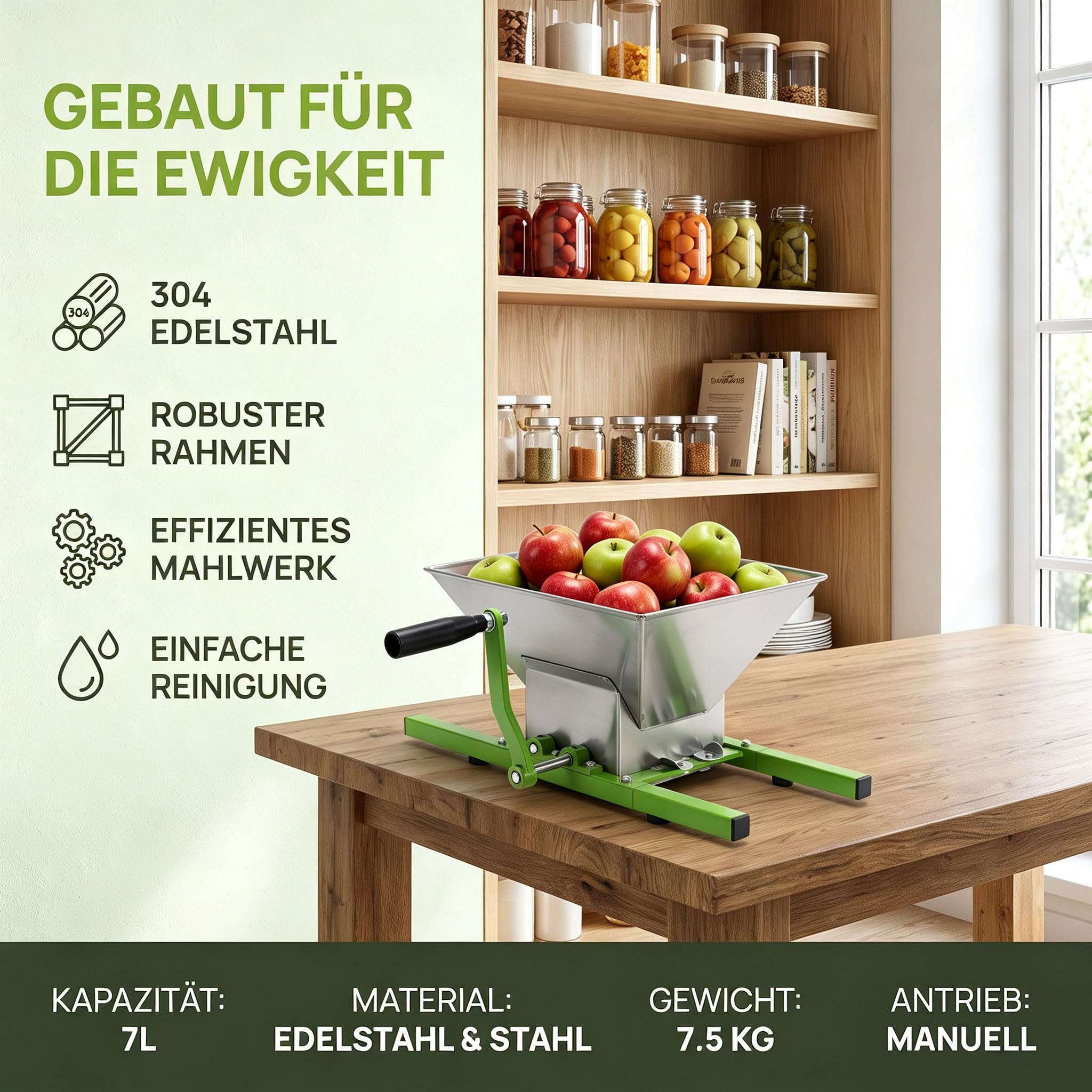 UISEBRT 7L Obstmühle Traubenmühle Apfelpresse & 12L Obstpresse Weinpresse Saftpresse Mechanisch mit Pressentuch