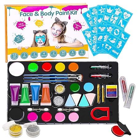 Kit De Peinture Visage Enfant Maquillage Pour Enfant Palette De Maquillage Body Painting Palette De Maquillage Artistique Bio Pour Halloween Carnaval Cosplay Fete D Anniversaire Plus De 5 Ans Amazon Fr Jeux Et