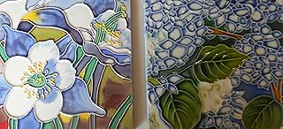 Flower Hand Painted Set of 2 Ceramic Art Tiles 6x6 inches Each.