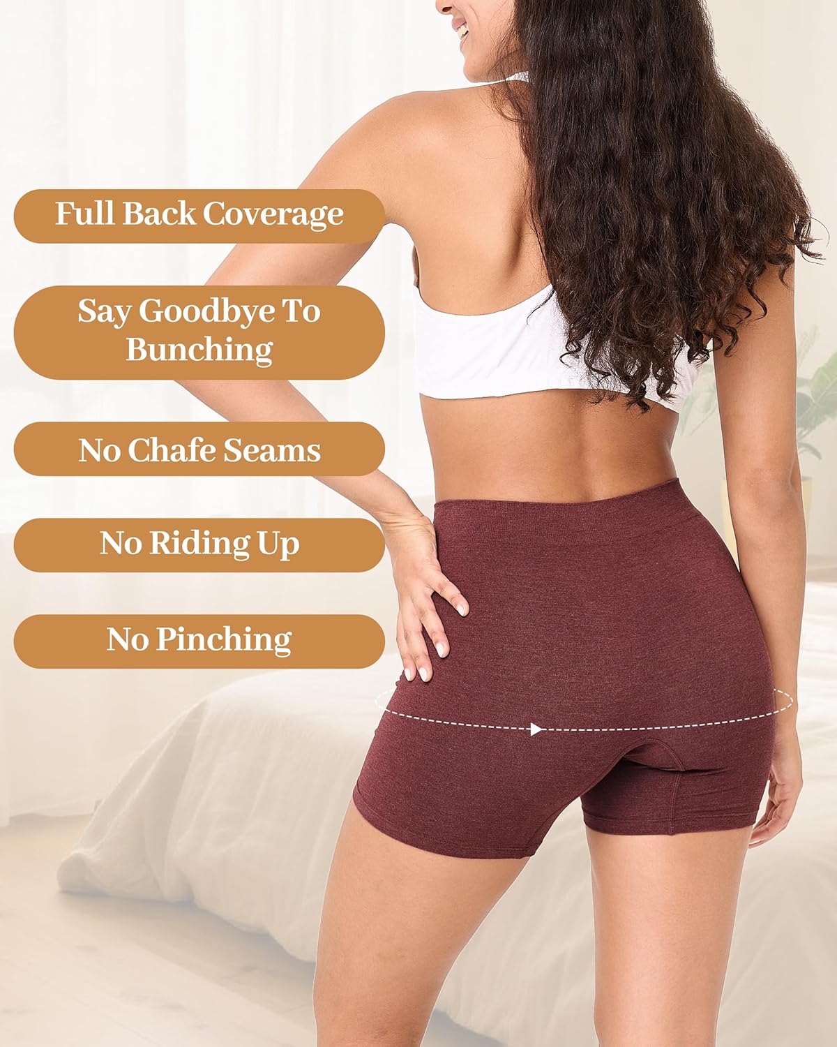 BAMBOO COOL Womens BoyShorts Underwear Seamless Boxer Briefs Mid Rise Full Coverage Breathable Stretch Ladies Panties 5 Pack - Image 4