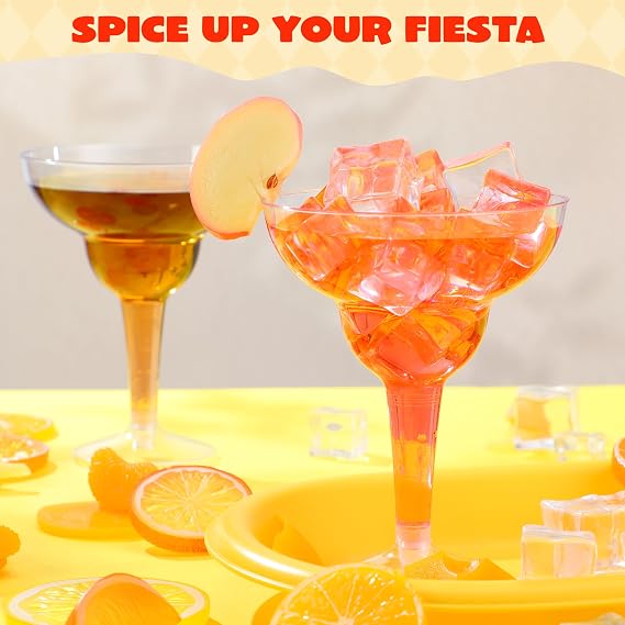 JOYIN 36 pcs Clear Plastic Martinni Glasses, 12 oz Disposable Plastic Margarita Cups, plastic champagne glass, cocktail Cup for Fiesta, Taco Night, and Mexican Themed Party Supplies