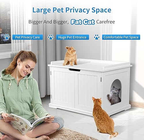 Miniatura 3 de Caja de arena extragrande para gatos, caja de madera para gatos, ajuste interior, la mayoría de cajas de arena decorativas para gatos, muebles