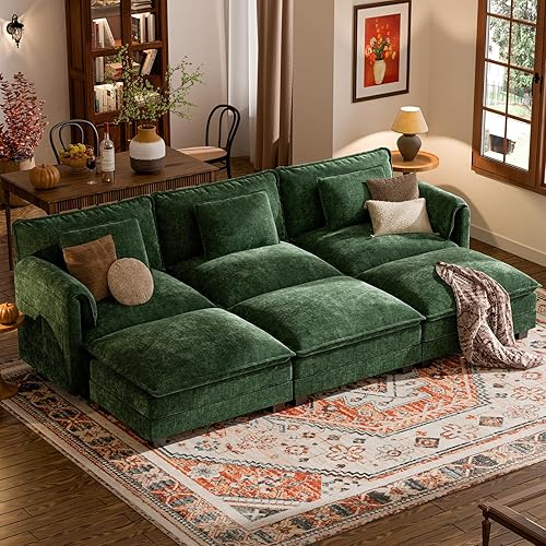 Miniatura 29 de ELUCHANG Sofá modular en forma de U de 153 pulgadas con almohada, sofá de asiento profundo para sala de estar, sofá moderno de 6 asientos con