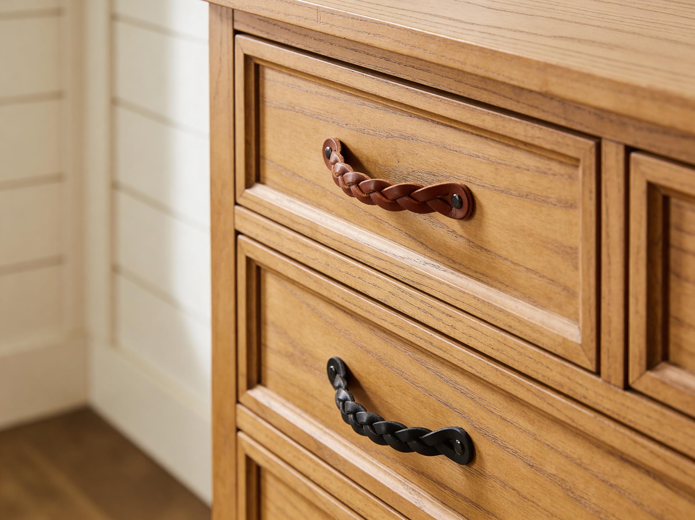 leather dresser pulls Brute Strength Drawer - Braided Cognac - 2 pcs - 6-1/2 x 1 '' - Leather Handle Pulls Color:Black/Blue bedroom and living room. A-Line 3/4 Sleeves Floor Argentum Medical Silverlon