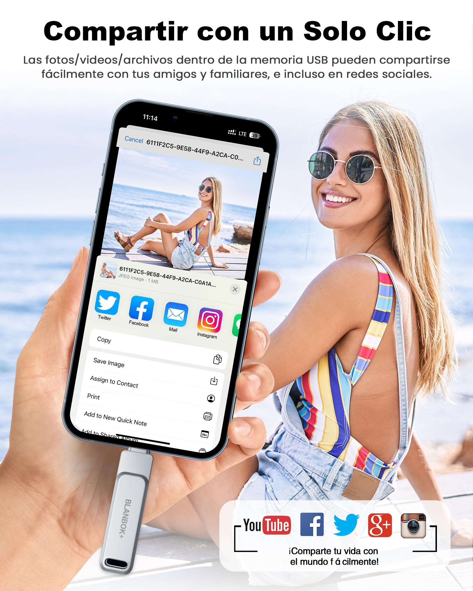 Pendrive para Phone 128GB, Certificación MFI, Pen Drive 3 en 1 Tipo C Memoria USB 3.0 Externa Photo Stick para iOS, Phone, Pad, Mac, PC, Android, Teléfono, Transferencia Rápida