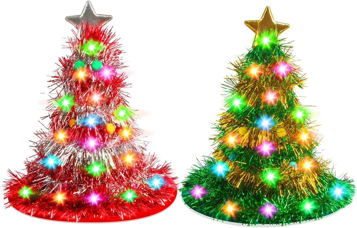 Farochy Christmas Tree Hat with Lights - Santa Hat 30 LED Colorful Lights Christmas Costume