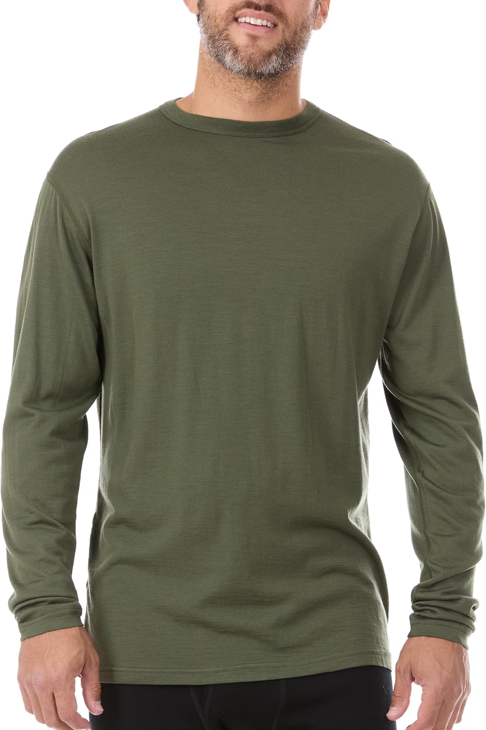 100% Merino Wool - Men's Long Sleeve Crew Shirt - Thermal Base Layer