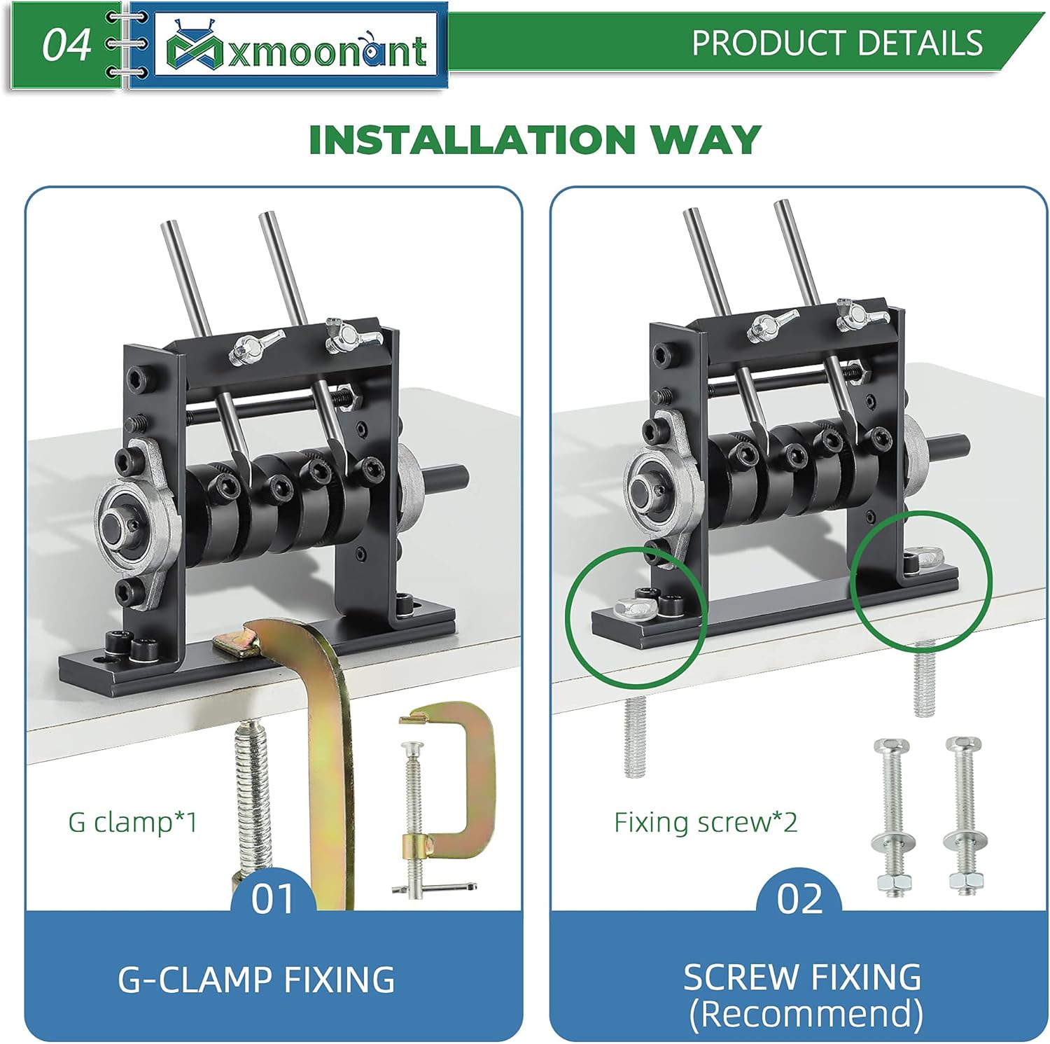 Review Product Mxmoonant 2 Wheels Wire Stripper 3/64-1 3/16inch Hand Crank Copper Wire Stripping Tool with G Type Fixing Clasp & 2 Blades