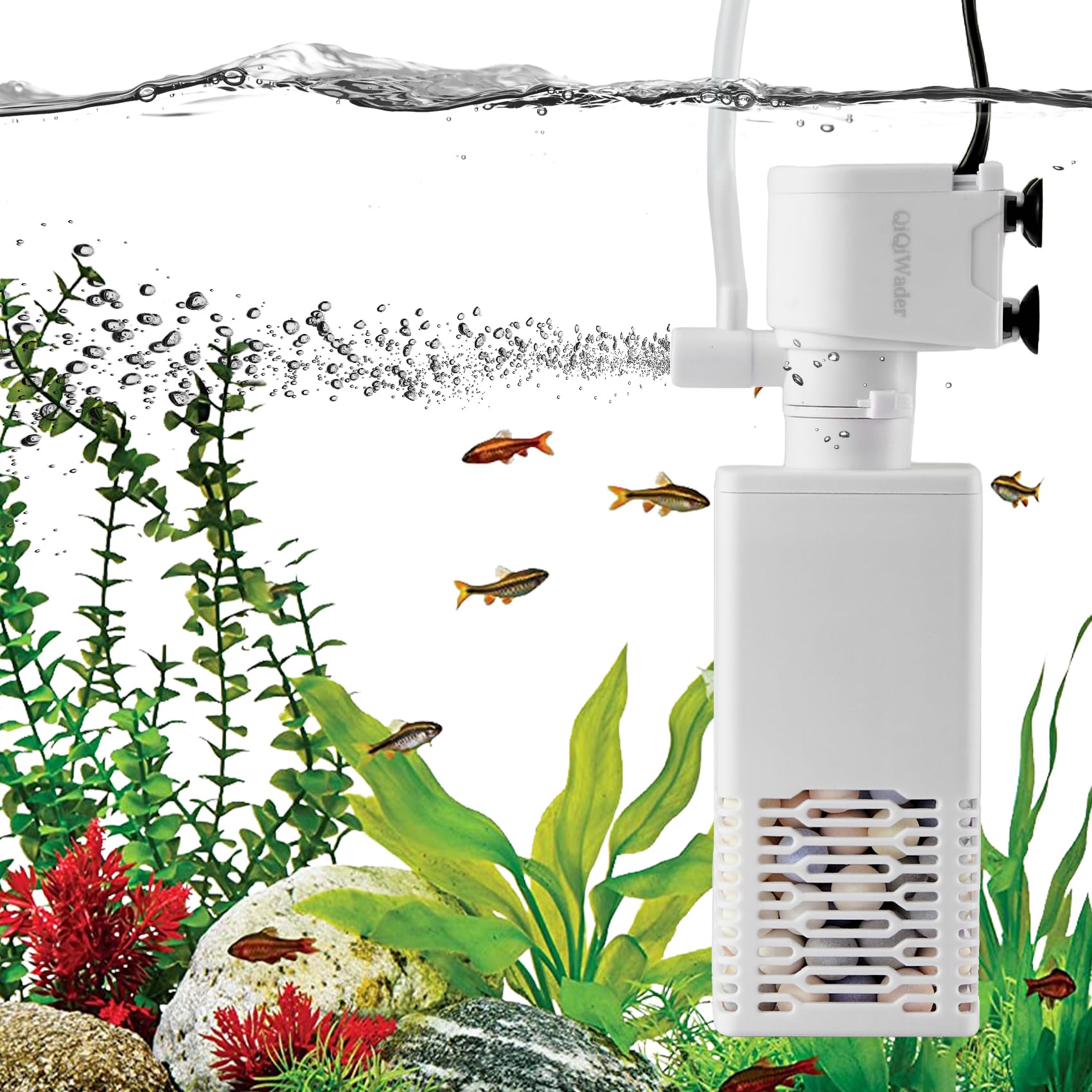 Photo 1 of QiQiWader Fish Tank Filter,40-70 Gallon Fish Tank Filter,15W 172GPH,Equipped with Adjustable Aeration Function.