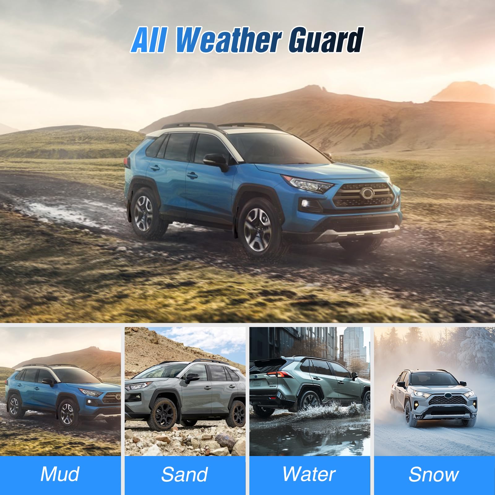 Nilight Paraspruzzi per Toyota RAV4 2019 2020 2021 2022 2023 2024 2025, senza foratura di precisione accessori esterni protezione antispruzzo resistente, set anteriore e posteriore