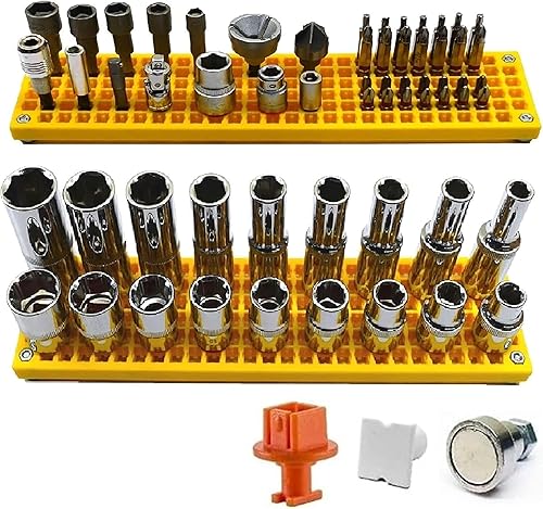 Zona libre  Organizador magnético de puntas y zócalos  Capacidad para 50 piezas de 38 pulgadas Dr. Socket  Almacenamiento de más de 158 brocas de