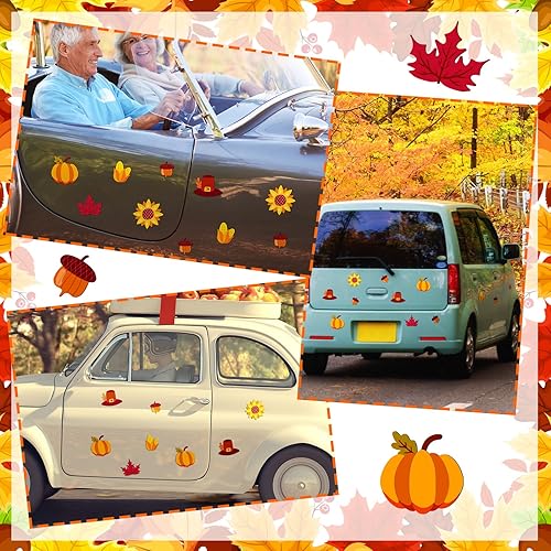 Miniatura 7 de 24 piezas de imanes de otoño para refrigerador, calcomanías magnéticas para automóvil, calcomanías magnéticas de calabaza, hojas de otoño, bellota,
