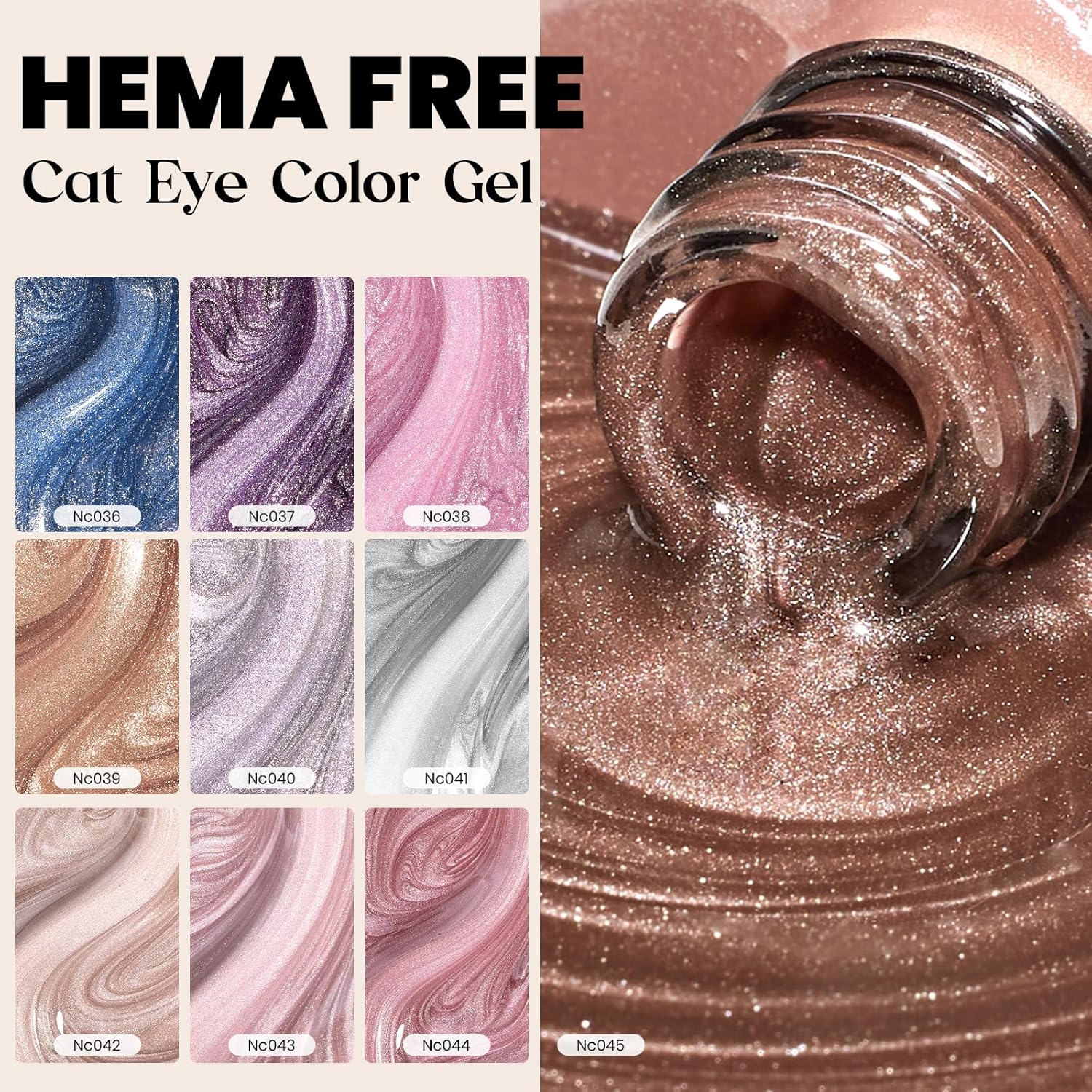 Beetles Cat Eye Gel Nail Polish Set - 10 Colors Glitter Cat Eye Glint Gel Polish Kit Silver Nude Pink Blue Brown Purple Magnetic Shine Soak Off UV French Nail Art Salon DIY Manicure Gift for Women