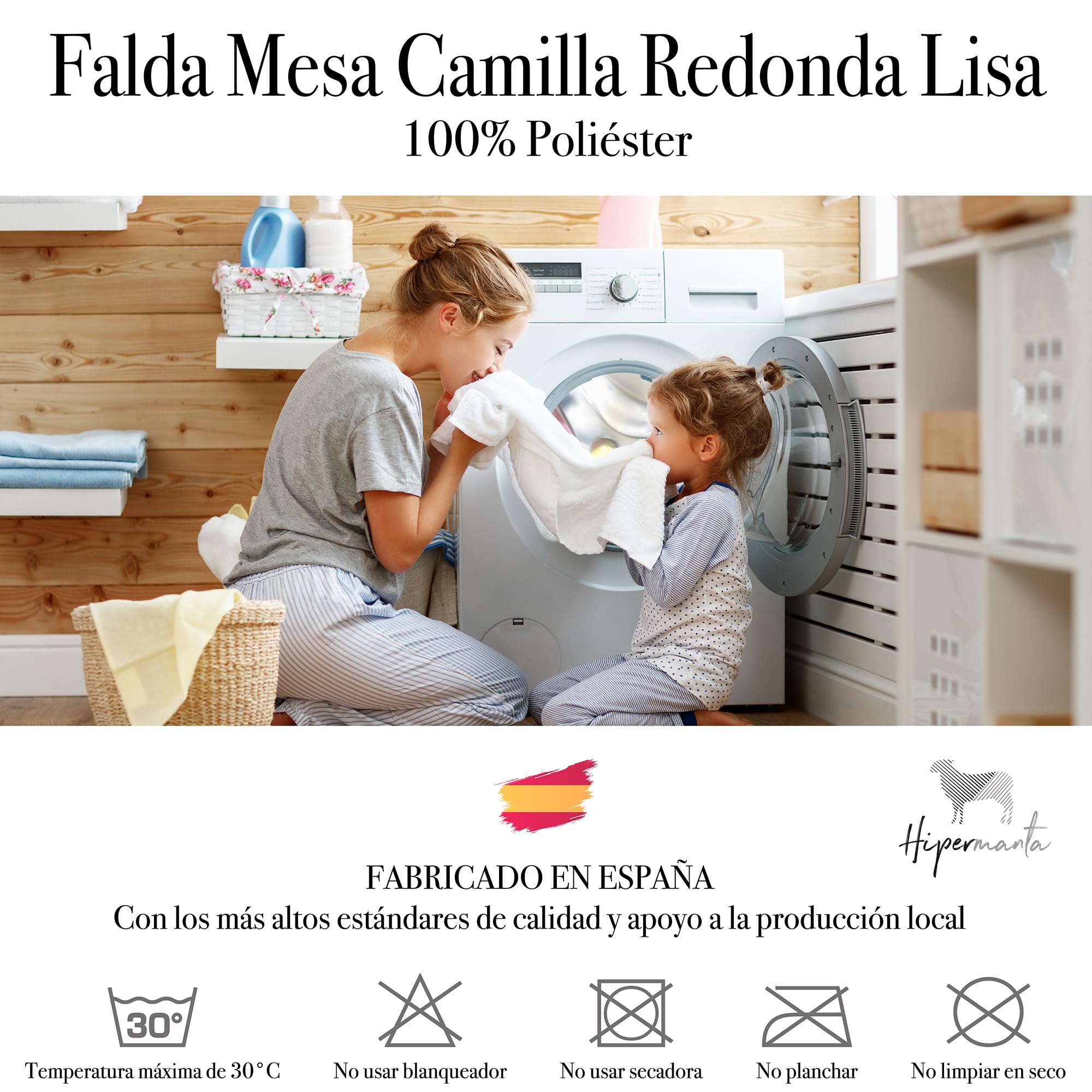 Falda para Mesa Camilla Acolchada. Falda Mesa Camilla Redonda. 90 cm. Ropa Mesa Camilla Lisa Suave. Mesas Camilla Invierno.Cuadros. Color Gris