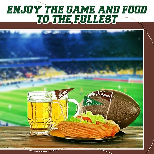 Miniatura 5 de Dandat 400 piezas de adornos para cupcakes palillos de dientes de fútbol y cócteles para aperitivos, accesorios de fiesta y deportes de día de