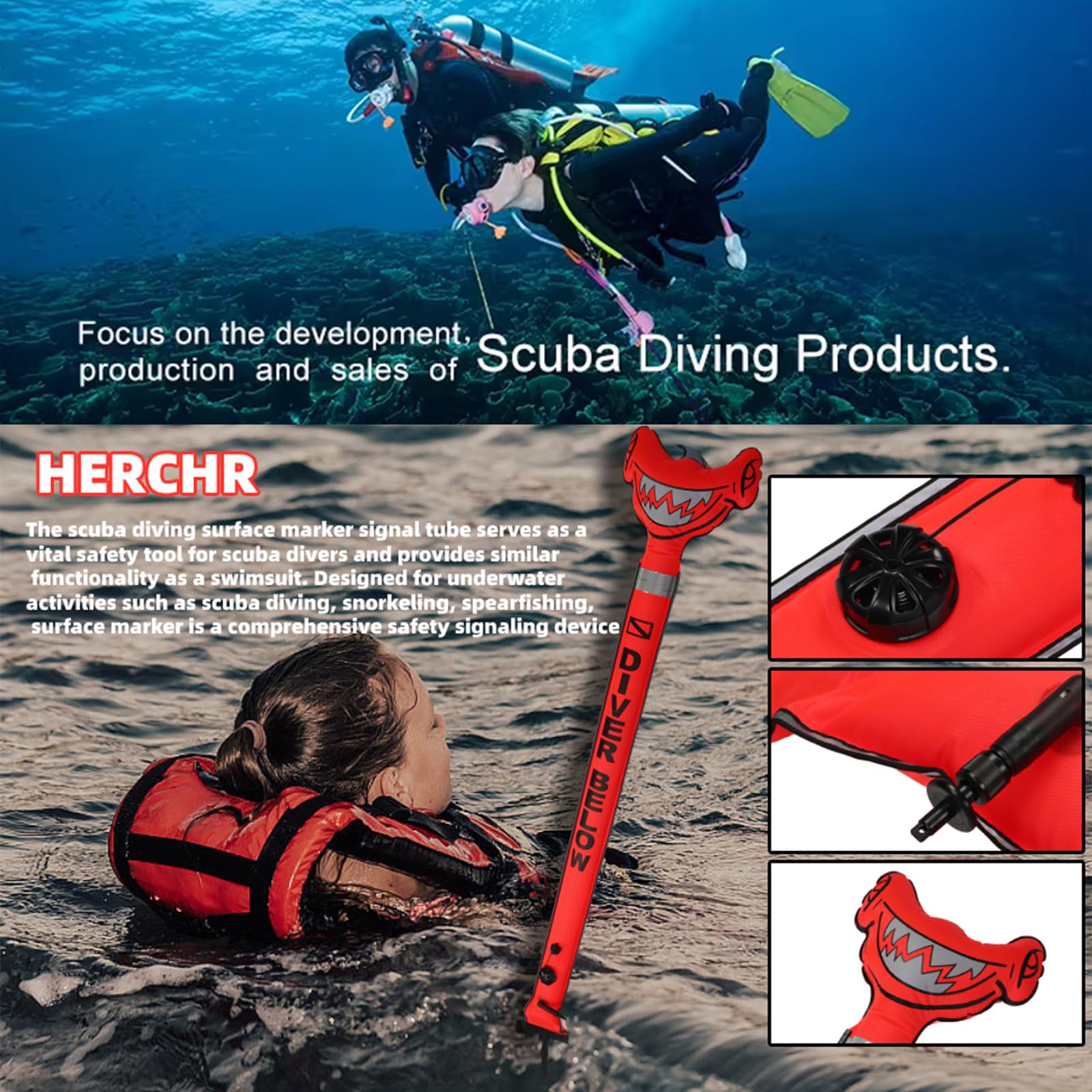 Boyas inflables visibles para buceo