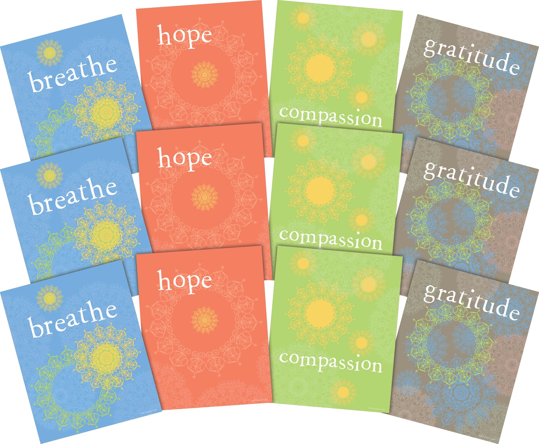 Barker Creek Art Prints, Mindfulness, Set of 12 Art Prints from Barker Creek's Thoughtfulness Collection, Inspirational Qu...
