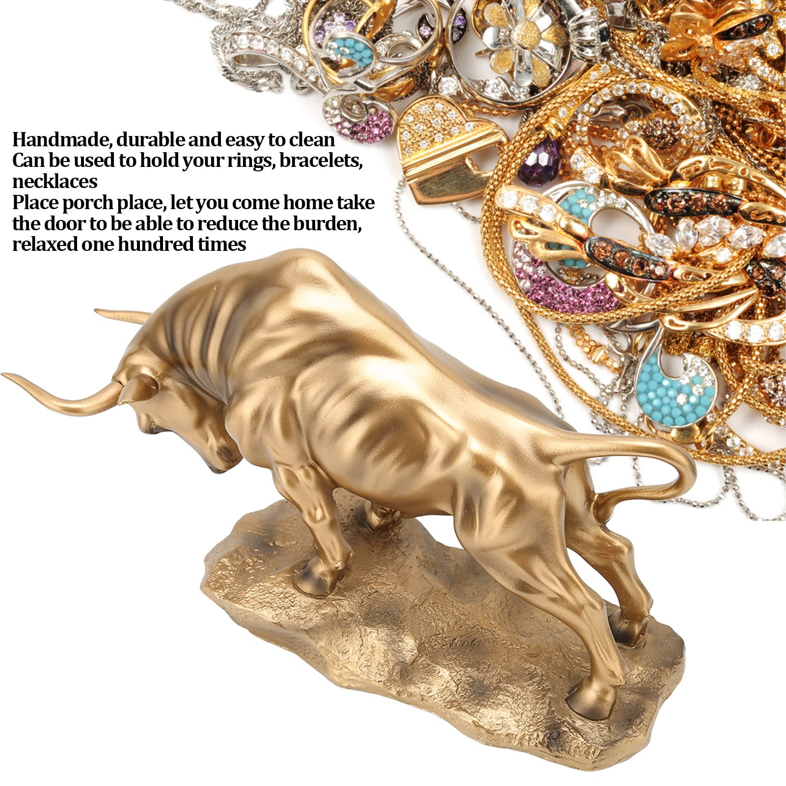 Golden Bull Figurine Resin Chinese Feng Shui Ox Statue