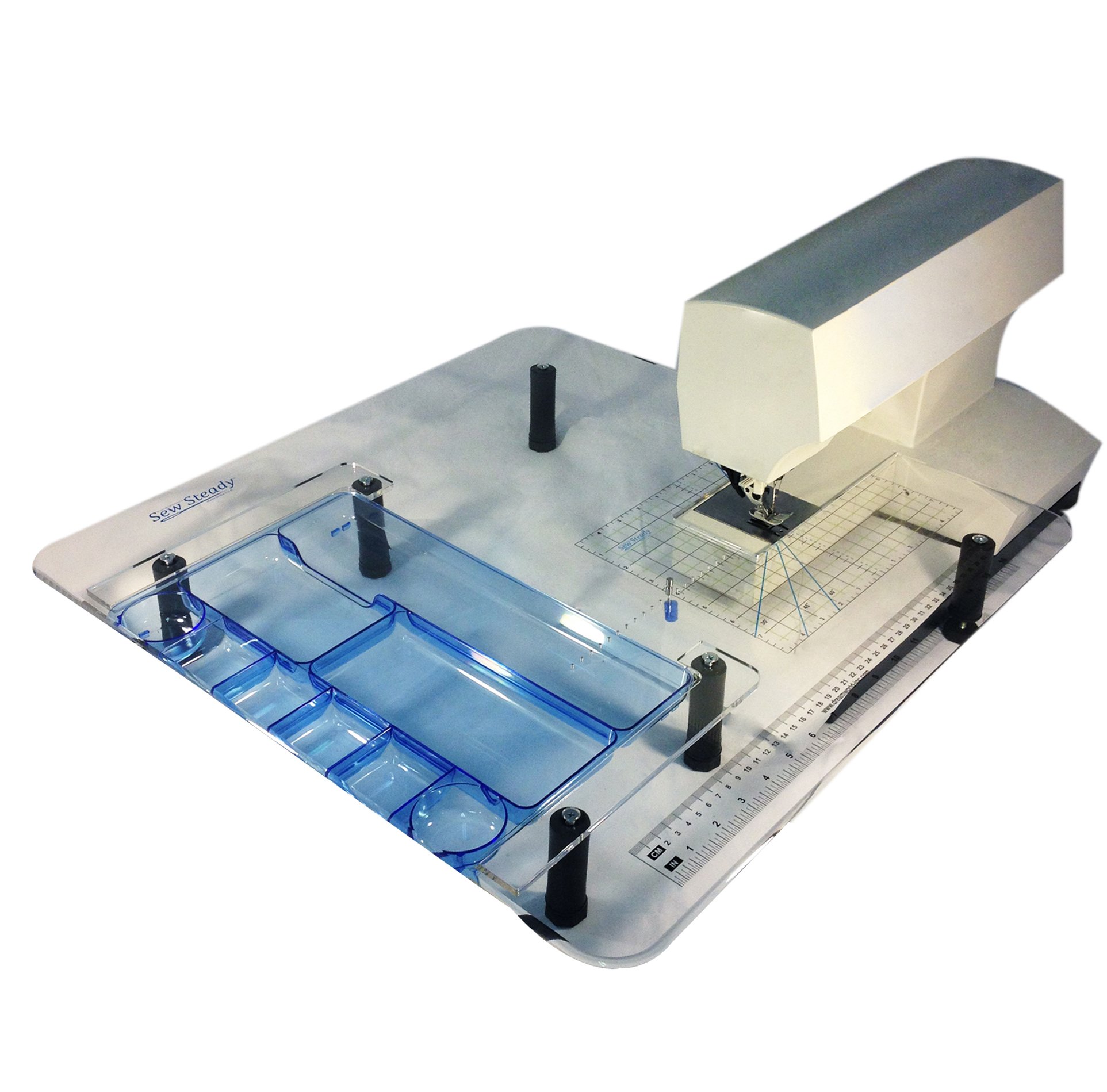 SewingRite 22-1/2" x 25-1/2" Acrylic Wish Drawer Table with New Circle Tool, Holes, Grid and Lock