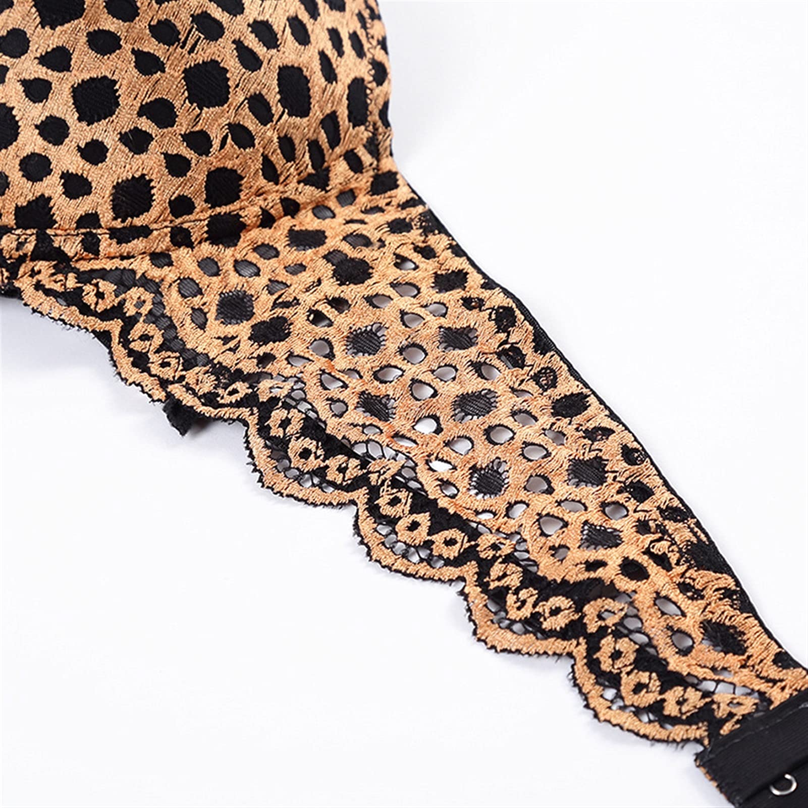 YZCIS Conjunto de lencería para Mujer, lencería de Leopardo, Sujetador de Encaje y Bragas con Tirantes, picardías de Malla, Ropa Interior, Conjuntos de Mono, Bralette, Ropa de Dormir