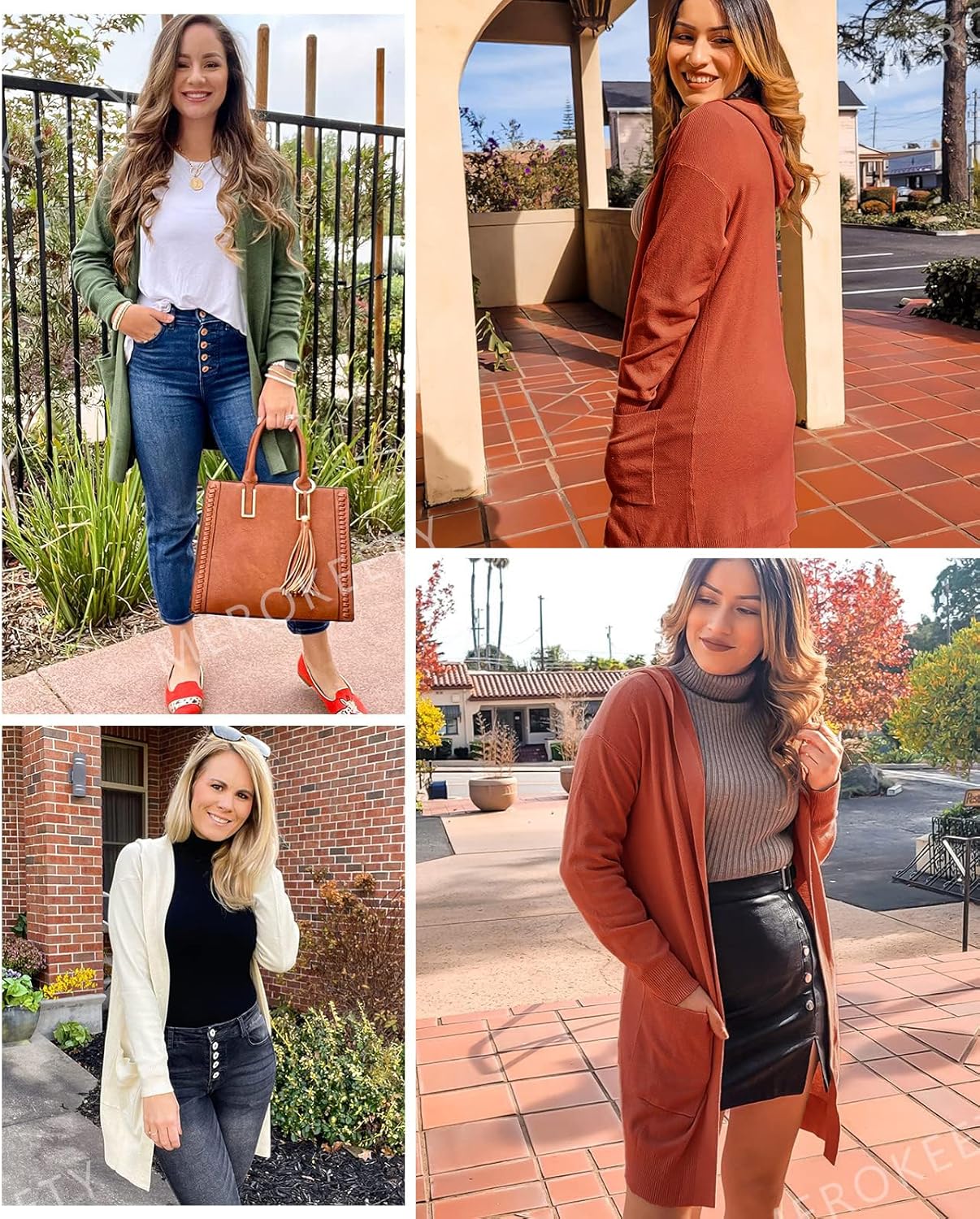 MEROKEETY Long Cardigans for Women 2026 Fall Winter Hooded Long Sleeve Open Front Sweaters with Pockets - Image 6