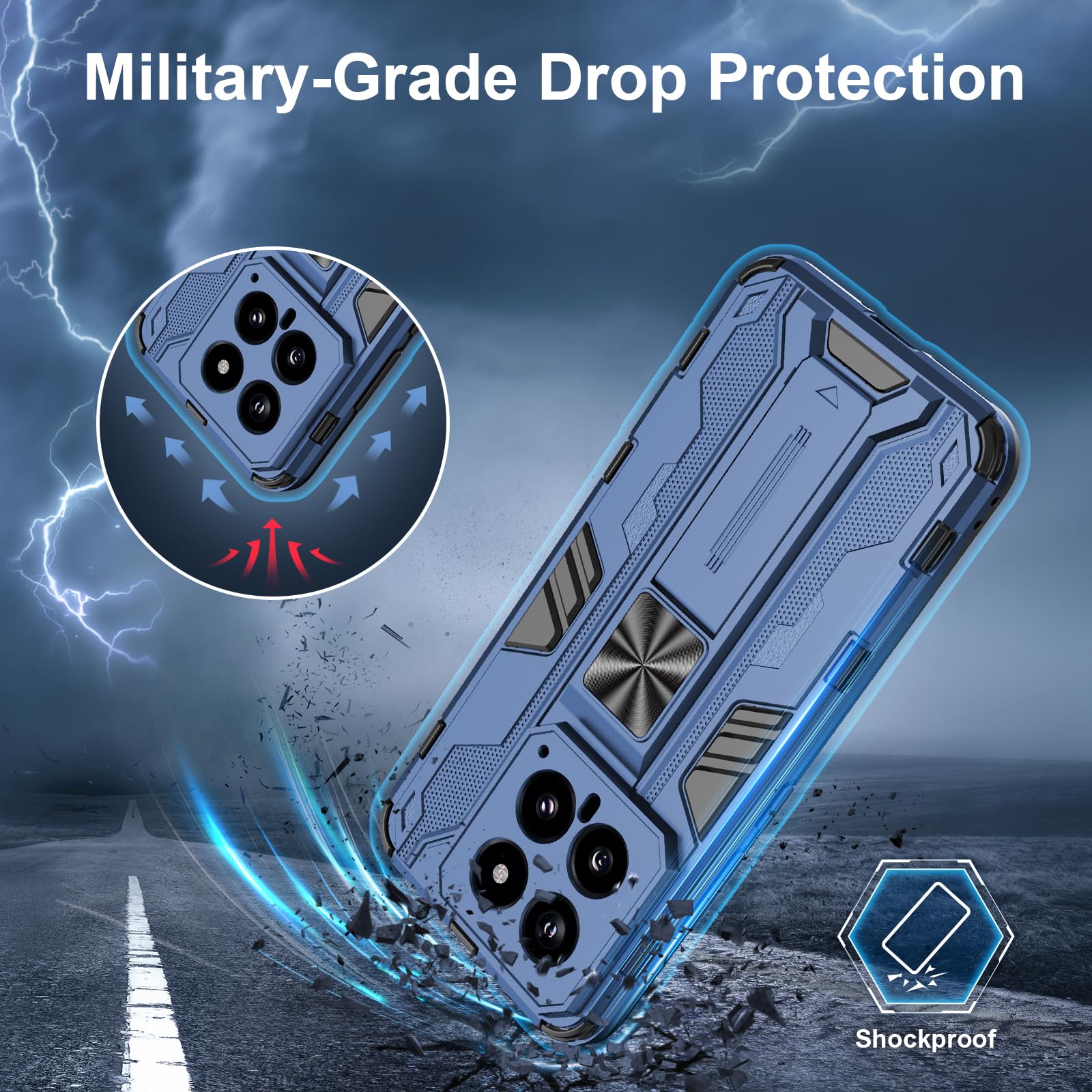 Funda para Xiaomi Redmi Note 15 Pro 5G, Carcasa Antigolpes con Soporte anular metálico, Case Protectora de Grado Militar, Azul — view 788