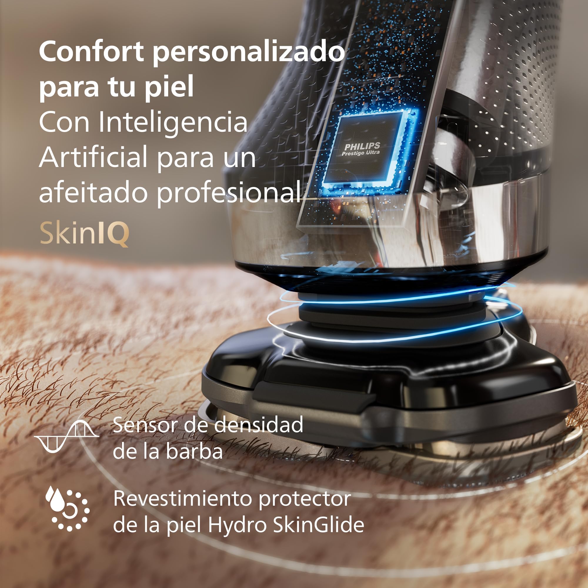 Philips i9000, Afeitadora Eléctrica Hombre, Máquina de Afeitar Barba en Seco y Húmedo, Tecnología SkinIQ, Base de Carga, Recargable, Estuche de Viaje, Centro de limpieza, X9001/30