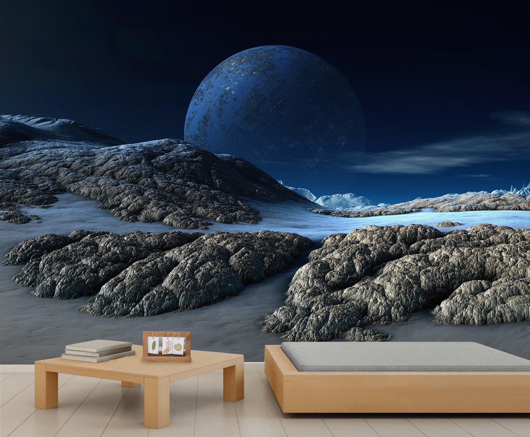 Alien Planet Wallpaper Space Theme Wall Murals Universe Starry Sky Mural Sci-Fi Theme Lunar Landforms Wallpaper for Living Room Bedroom Office 500 x 317 cm