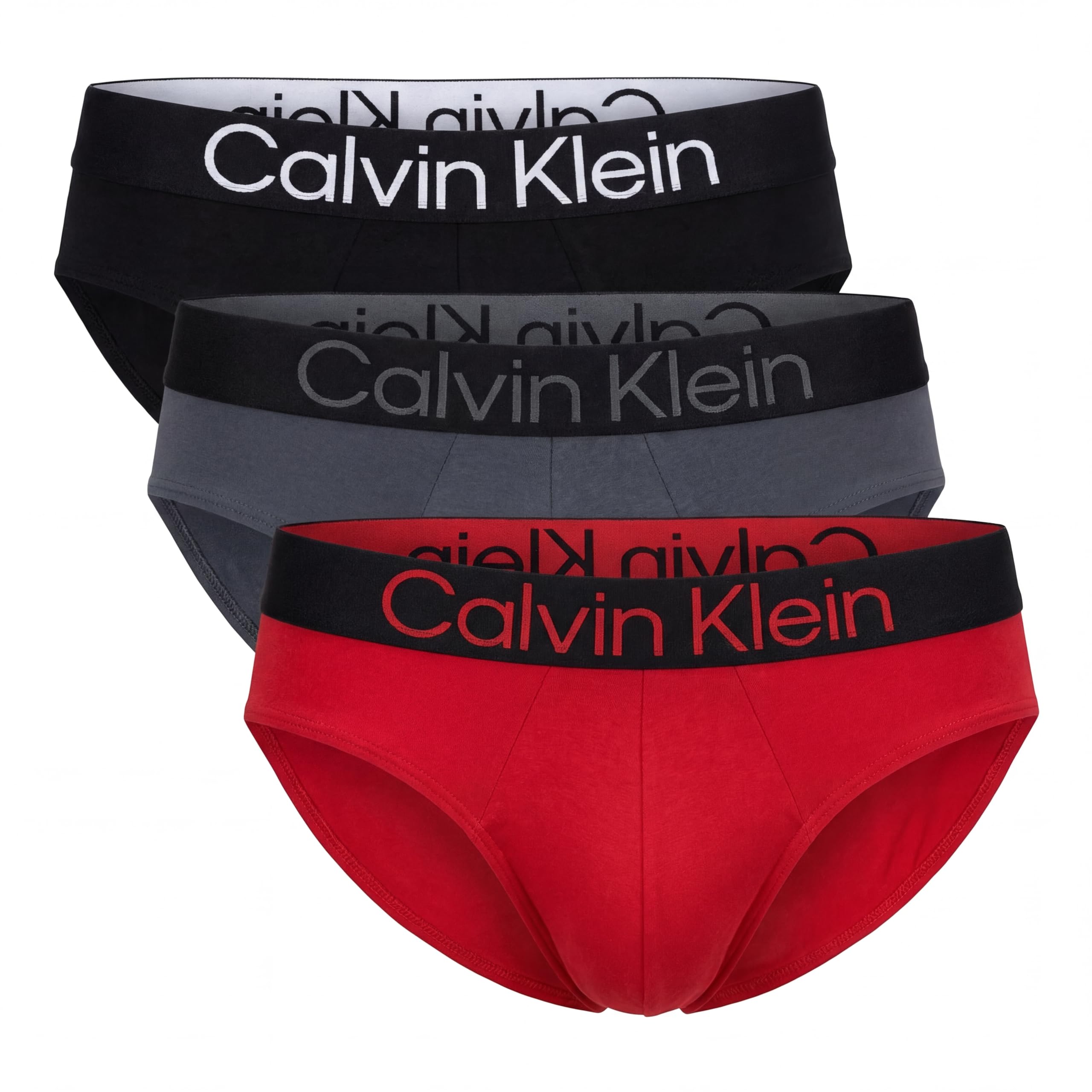 Photo 1 of Calvin Klein 3-pack Microfiber Stretch Hip Briefs (Black/Scooter/Turbulence, Medium)